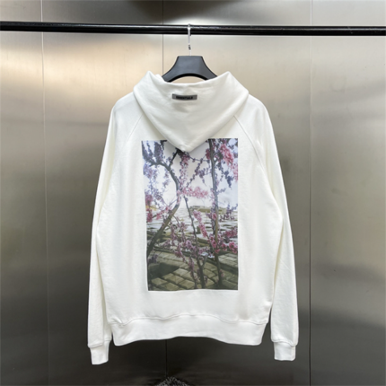 Essentials Flower Hoodies-White